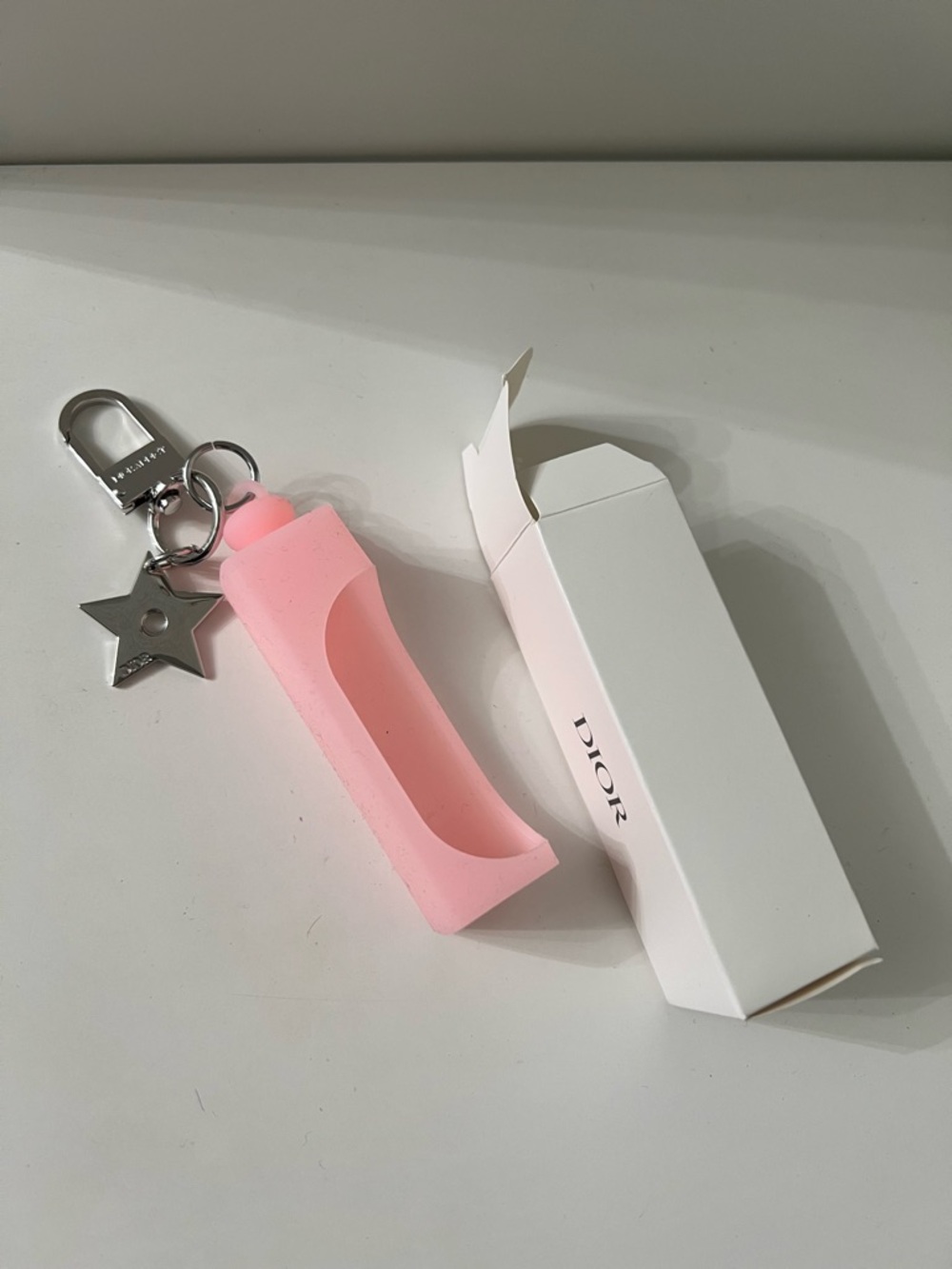 Dior New Pink Silicone lip oil holder key chain. - Picture 4 of 7